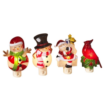 Gerson Assorted Snowman/Santa/Cardinal/Peppermint Indoor Christmas Decor